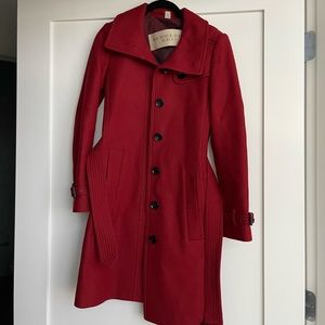 Burberry Brit Red Wool Peacoat Size 0